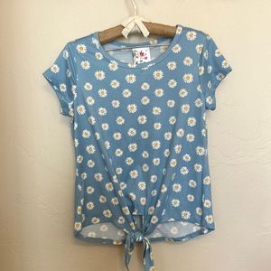 Jenna & Jessie Blue Daisy Tie Shirt; Size 10.